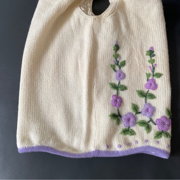 VTG 50s Cyn Les Vest Sz 40 Chest 34” Lined Wool 3D Embroidered Flowers Hong Kong - Picture 7 of 14